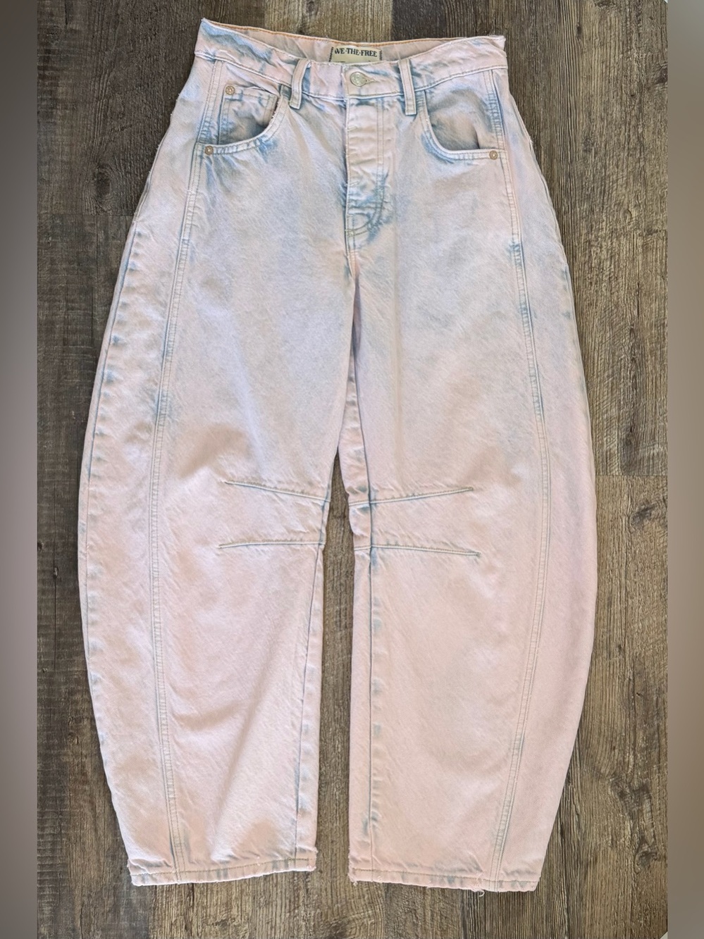 WE THE FREE (24) Good Luck Barrel Leg Mid Rise Jean Pastel Pink